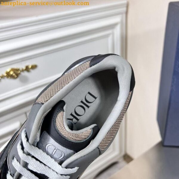 Replica Dior Men's B29 Sneakers In Gray Mesh and Black Suede 9