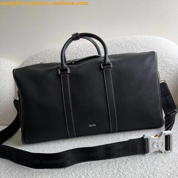 Replica Dior Lingot 50 Duffle Bag In Black Grained Calfskin 9