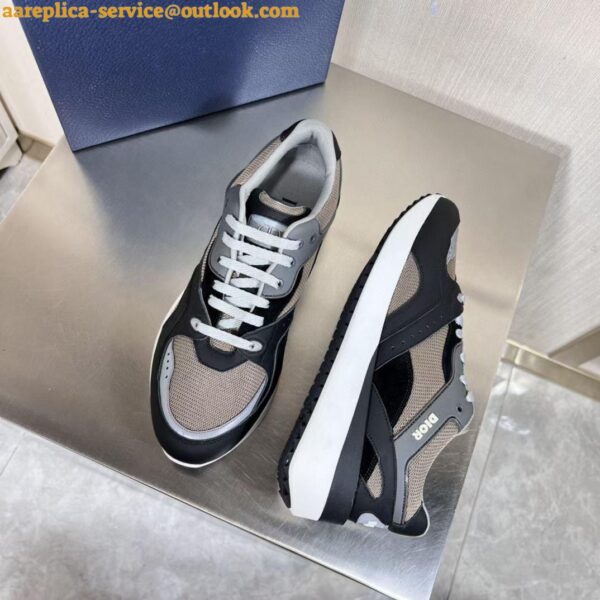 Replica Dior Men's B29 Sneakers In Gray Mesh and Black Suede 10