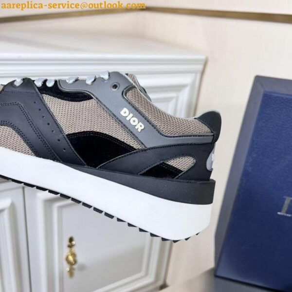 Replica Dior Men's B29 Sneakers In Gray Mesh and Black Suede 11