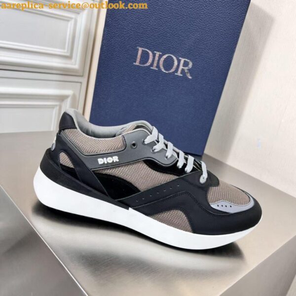 Replica Dior Men's B29 Sneakers In Gray Mesh and Black Suede 13