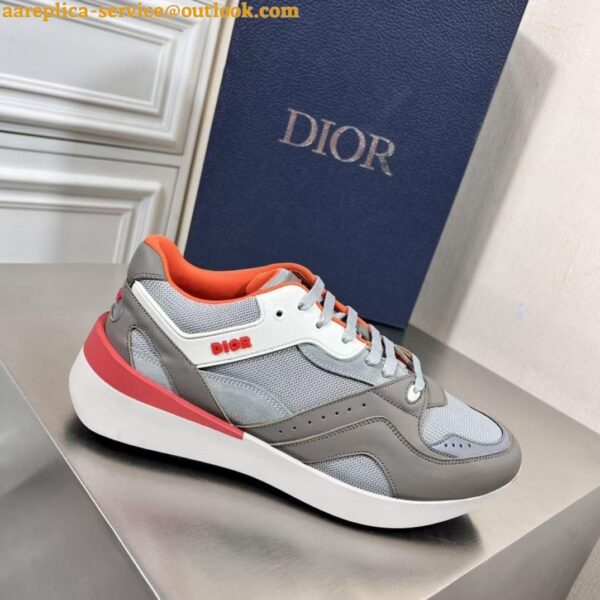 Replica Dior Men's B29 Sneakers In Gray Mesh and Suede 6