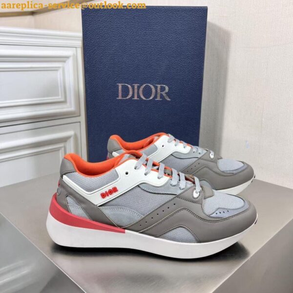 Replica Dior Men's B29 Sneakers In Gray Mesh and Suede 8