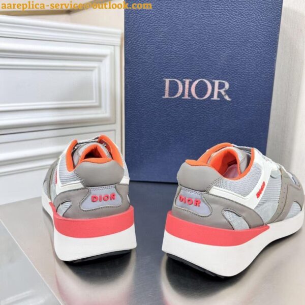 Replica Dior Men's B29 Sneakers In Gray Mesh and Suede 9