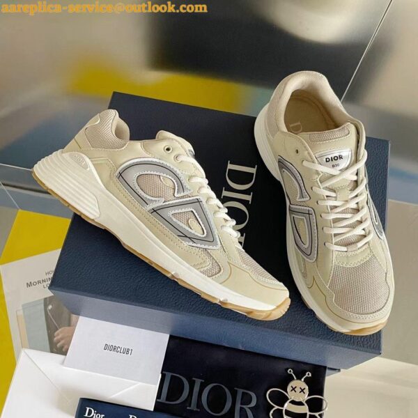 Replica Dior Men's B30 Sneakers In Cream Mesh and Fabric 9