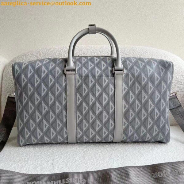 Replica Dior Lingot 50 Duffle Bag In Gray CD Diamond Canvas 11