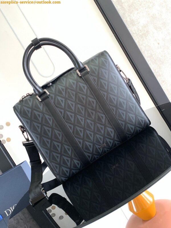 Replica Dior Lingot Briefcase in Black CD Diamond Canvas 7