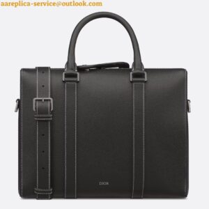 Replica Dior Lingot Briefcase in Black Grained Calfskin