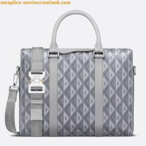 Replica Dior Lingot Briefcase in Grey CD Diamond Canvas