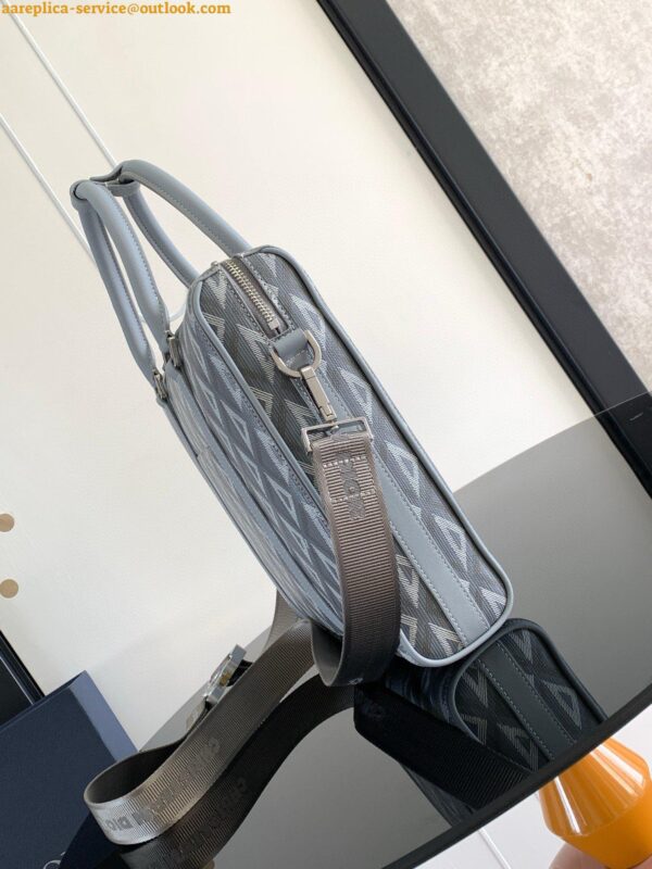 Replica Dior Lingot Briefcase in Grey CD Diamond Canvas 6