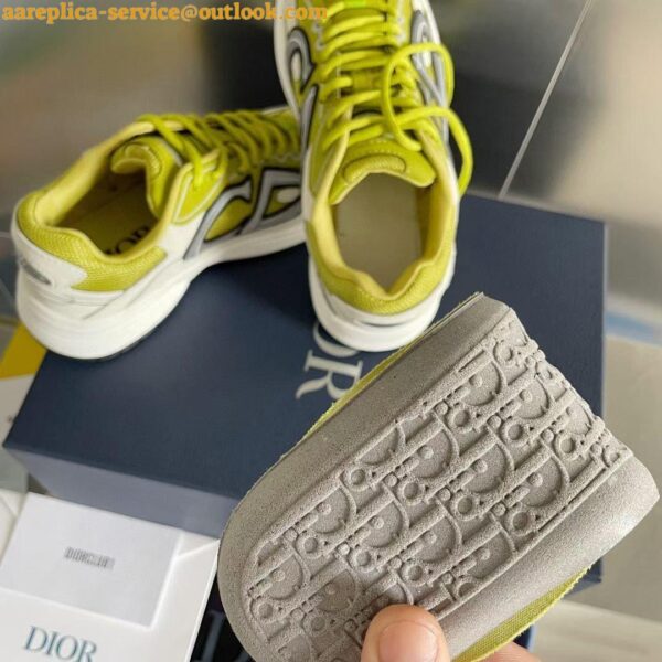 Replica Dior Men's B30 Sneakers In Yellow Mesh and White Fabric 13