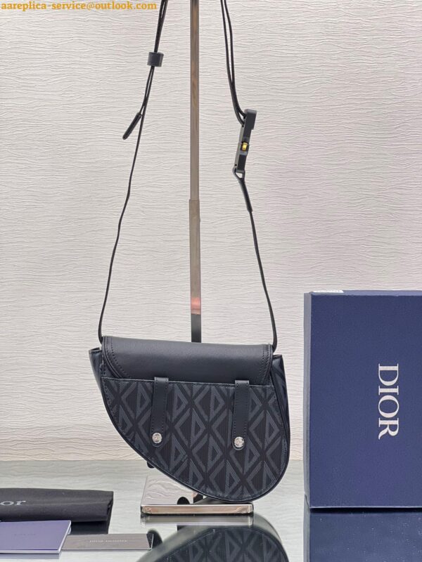 Replica Dior Men's Mini Saddle Bag In Black CD Diamond Canvas 10