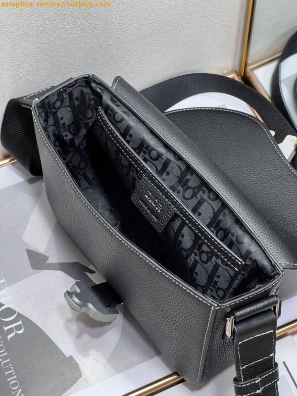 Replica Dior Men's Mini Saddle Messenger Bag In Black Grained Calfskin 6