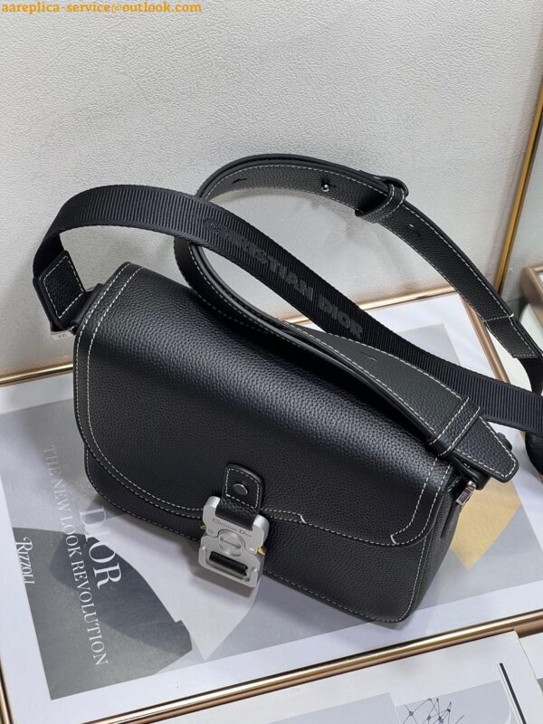 Replica Dior Men's Mini Saddle Messenger Bag In Black Grained Calfskin 8