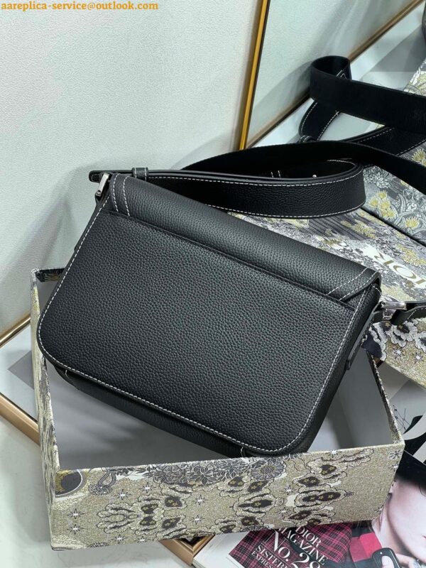 Replica Dior Men's Mini Saddle Messenger Bag In Black Grained Calfskin 10