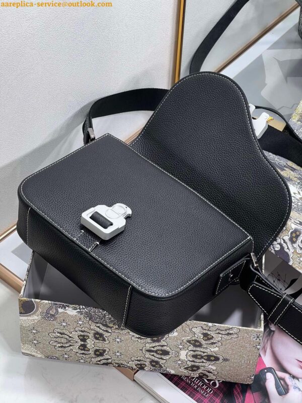 Replica Dior Men's Mini Saddle Messenger Bag In Black Grained Calfskin 12