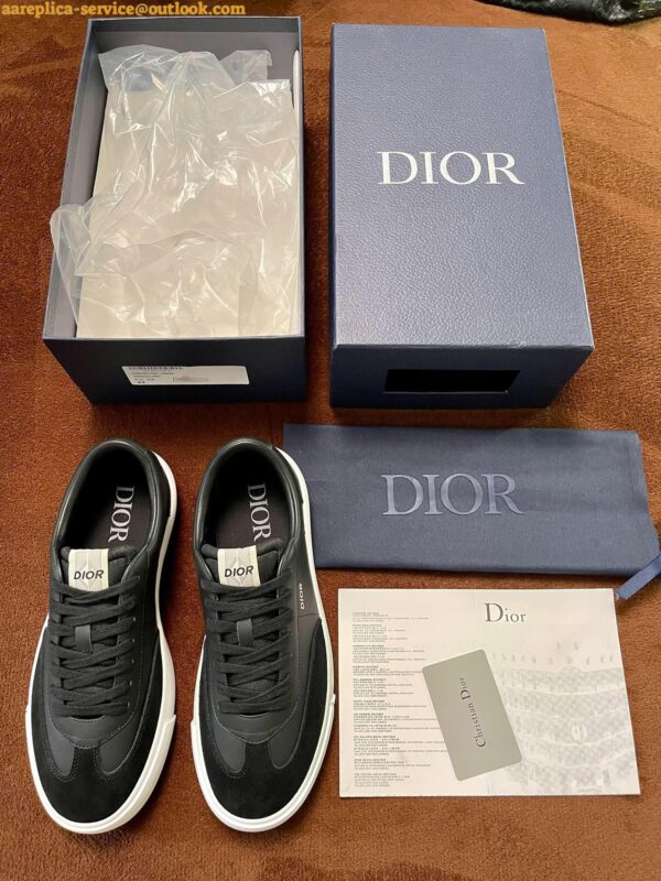 Replica Dior Men's B101 Sneakers In Black Calfskin