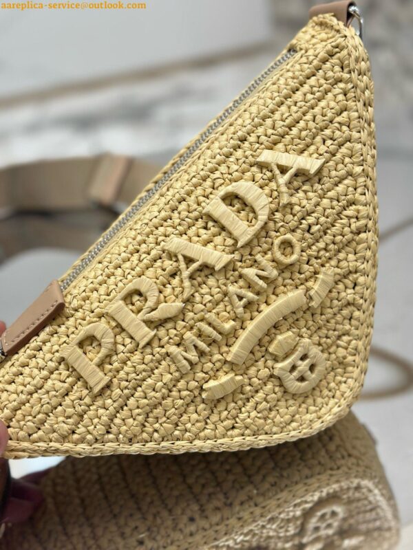 Replica Prada Triangle Crochet Bag in Beige Raffia-effect Yarn 9