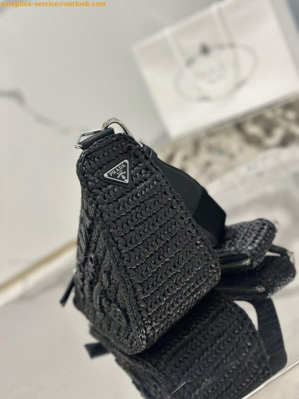 Replica Prada Triangle Crochet Bag in Black Raffia-effect Yarn 8