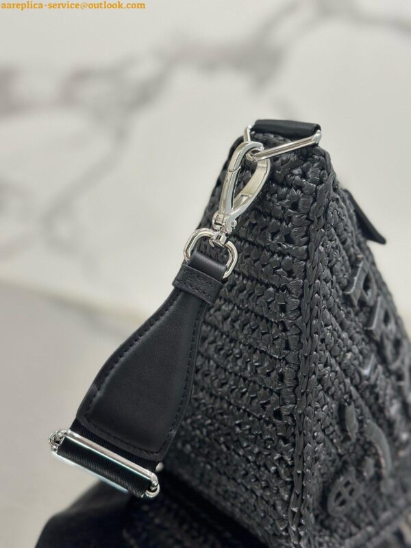 Replica Prada Triangle Crochet Bag in Black Raffia-effect Yarn 10