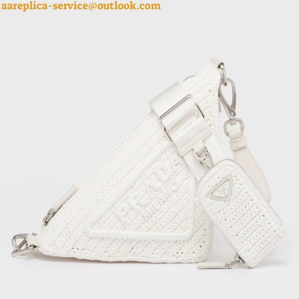 Replica Prada Triangle Crochet Bag in White Raffia-effect Yarn 3