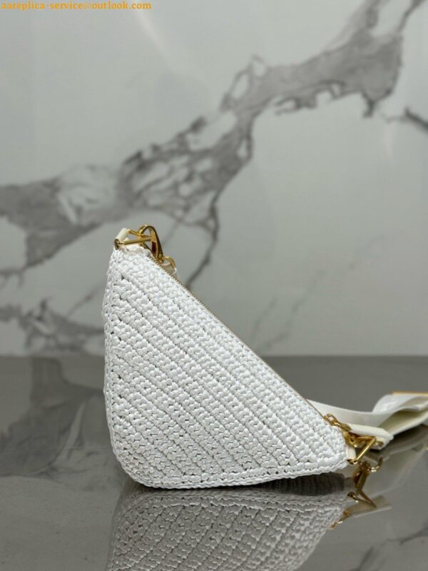 Replica Prada Triangle Crochet Bag in White Raffia-effect Yarn 6