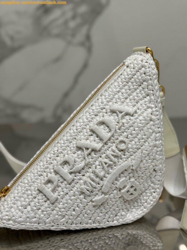 Replica Prada Triangle Crochet Bag in White Raffia-effect Yarn 8