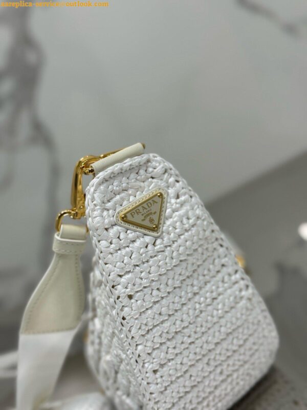 Replica Prada Triangle Crochet Bag in White Raffia-effect Yarn 10