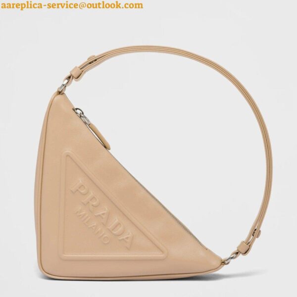 Replica Prada Triangle Pouch Bag In Beige Calfskin 3