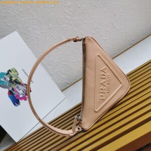 Replica Prada Triangle Pouch Bag In Beige Calfskin 2