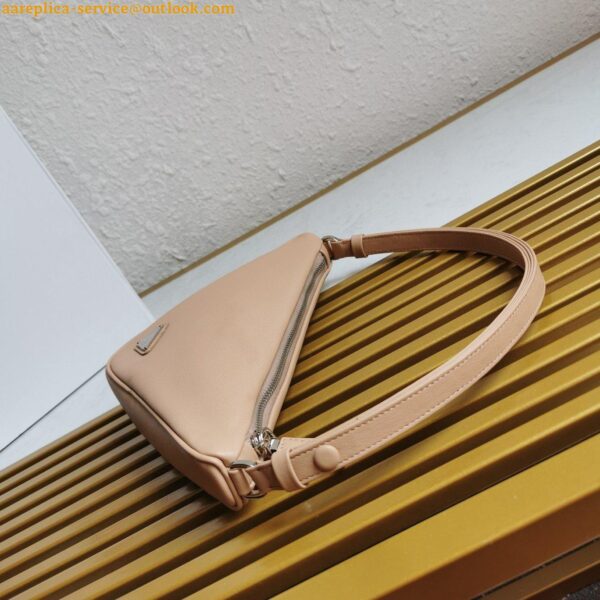 Replica Prada Triangle Pouch Bag In Beige Calfskin 6