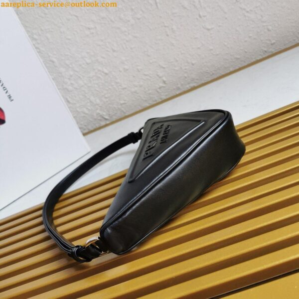 Replica Prada Triangle Pouch Bag In Black Calfskin 5