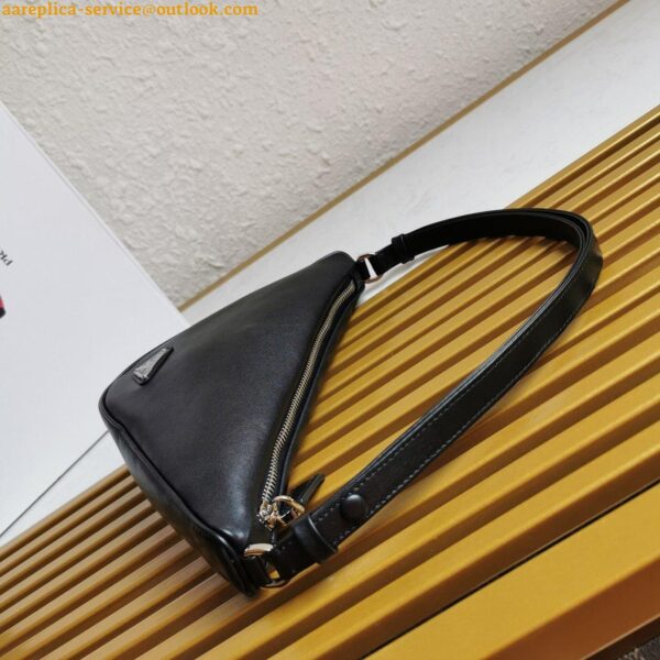 Replica Prada Triangle Pouch Bag In Black Calfskin 6