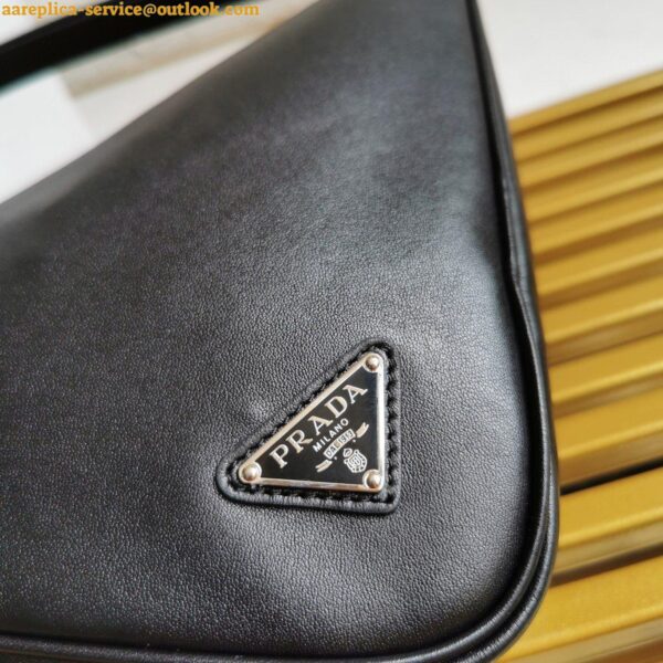 Replica Prada Triangle Pouch Bag In Black Calfskin 9