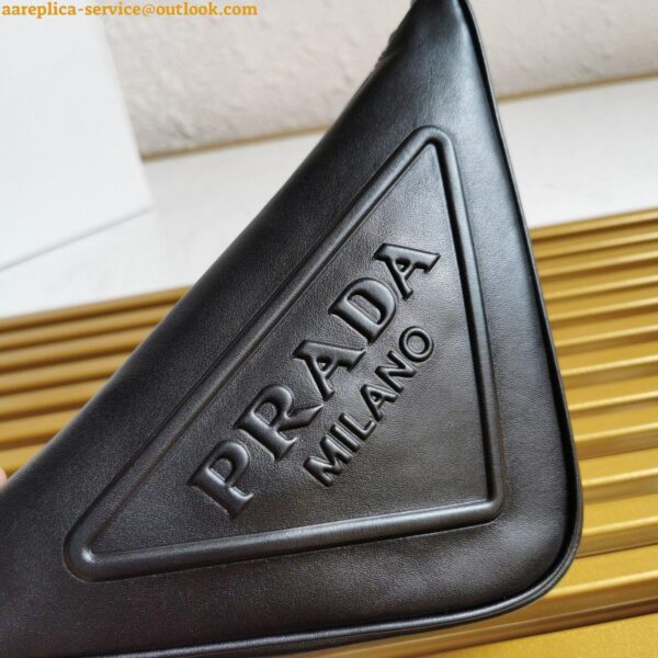 Replica Prada Triangle Pouch Bag In Black Calfskin 11