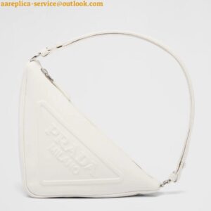 Replica Prada Triangle Pouch Bag In White Calfskin