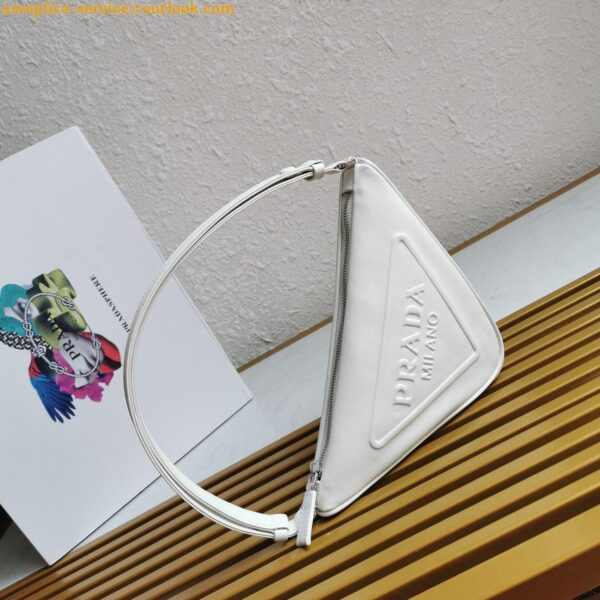 Replica Prada Triangle Pouch Bag In White Calfskin 5