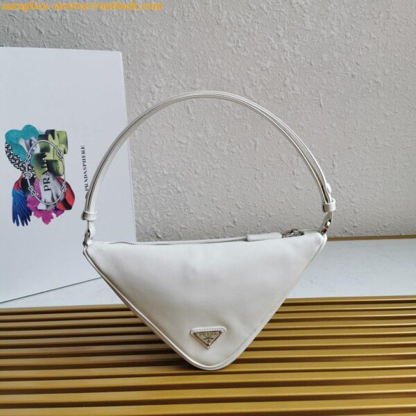 Replica Prada Triangle Pouch Bag In White Calfskin 6