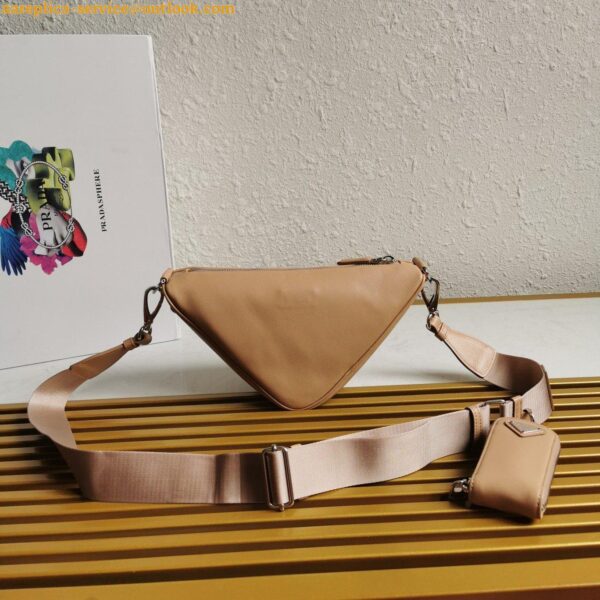 Replica Prada Triangle Shoulder Bag In Beige Calfskin 3