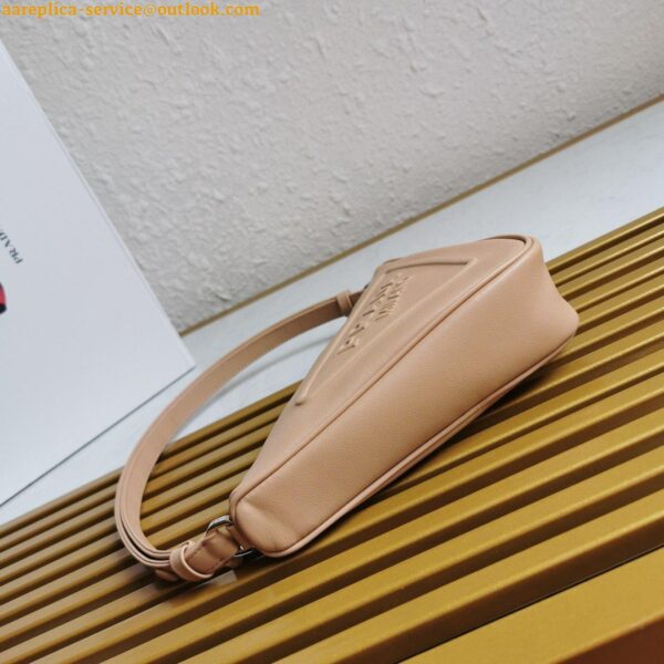 Replica Prada Triangle Shoulder Bag In Beige Calfskin 7