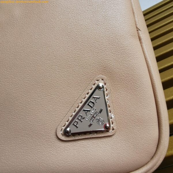 Replica Prada Triangle Shoulder Bag In Beige Calfskin 12