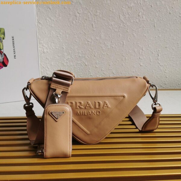 Replica Prada Triangle Shoulder Bag In Beige Calfskin 18