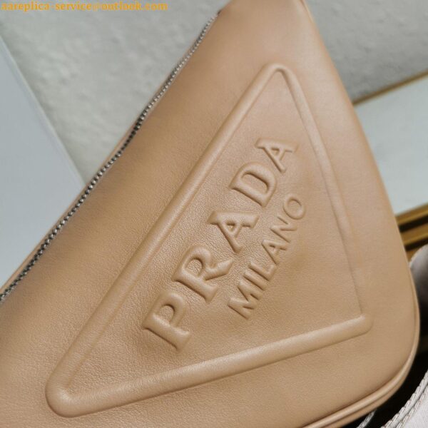 Replica Prada Triangle Shoulder Bag In Beige Calfskin 21