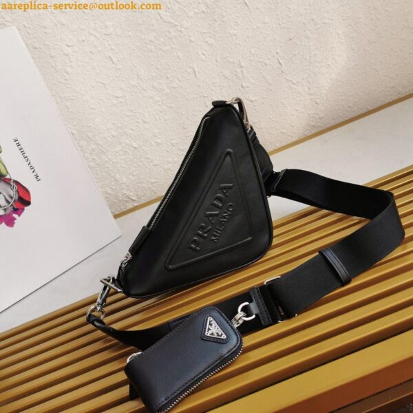 Replica Prada Triangle Shoulder Bag In Black Saffiano Leather 5