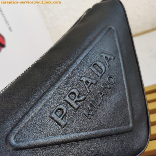 Replica Prada Triangle Shoulder Bag In Black Saffiano Leather 6