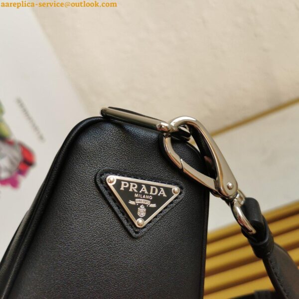 Replica Prada Triangle Shoulder Bag In Black Saffiano Leather 8