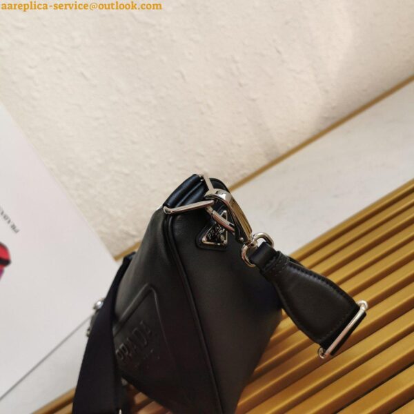 Replica Prada Triangle Shoulder Bag In Black Saffiano Leather 10