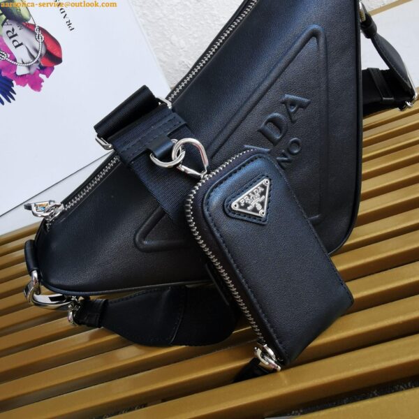 Replica Prada Triangle Shoulder Bag In Black Saffiano Leather 12