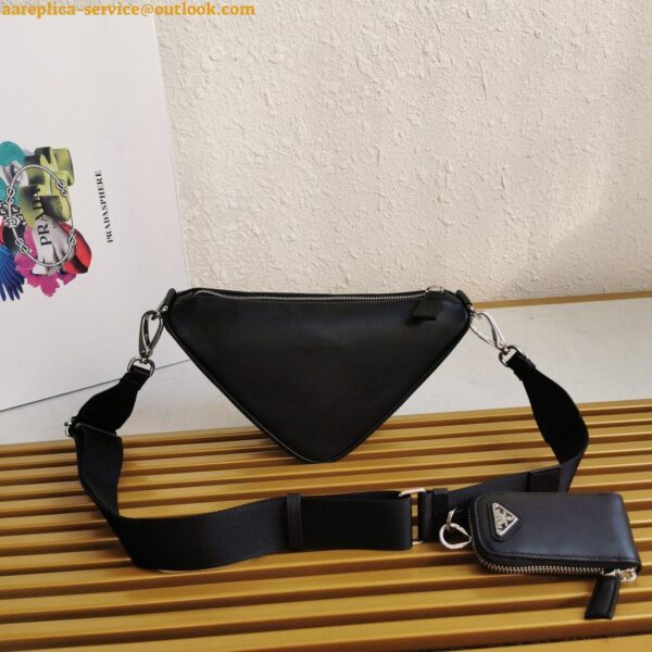 Replica Prada Triangle Shoulder Bag In Black Saffiano Leather 13