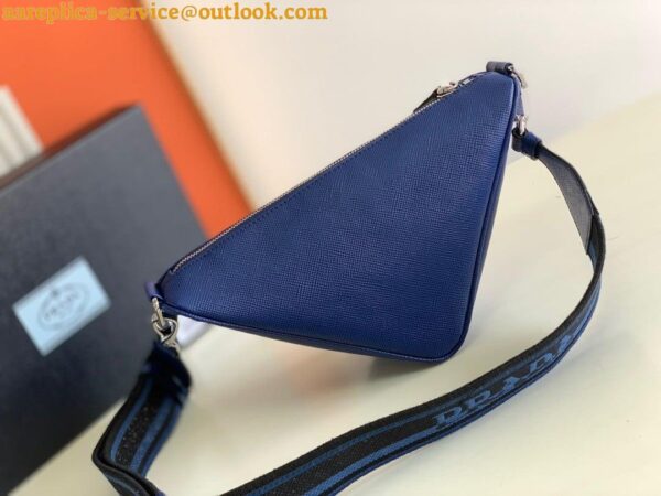 Replica Prada Triangle Shoulder Bag In Blue Saffiano Leather 3